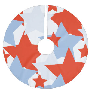 Blaue Sterne zum vierten Juli patriotisch rot Polyester Weihnachtsbaumdecke