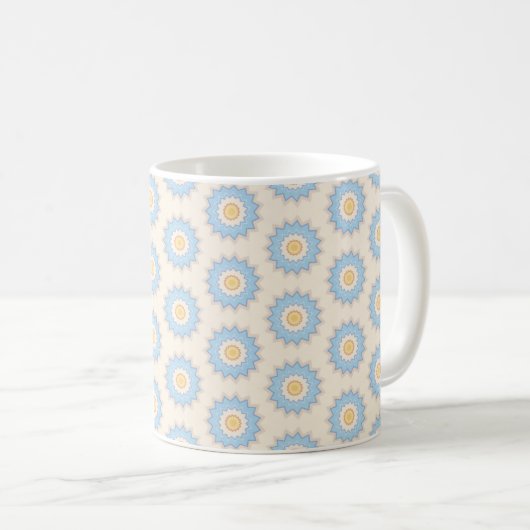 Blaue Sternen-Geometrie Kaffeetasse (VorderseiteRechts)