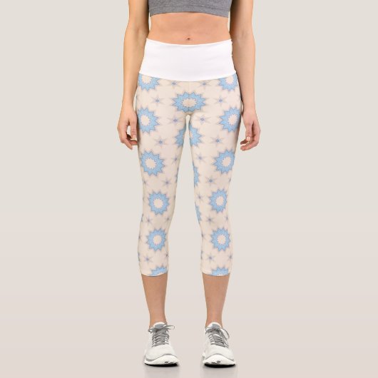 Blaue Sternenburst-Geometrie Capri Leggings (Vorderseite)