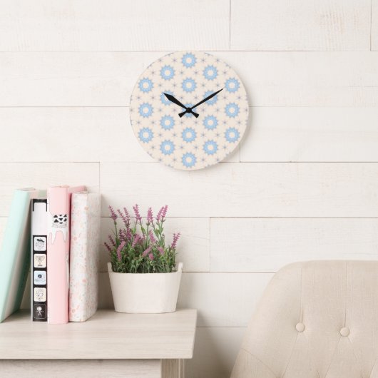 Blaue Sternenexplosion Geometrie Große Wanduhr (Lesesaal)
