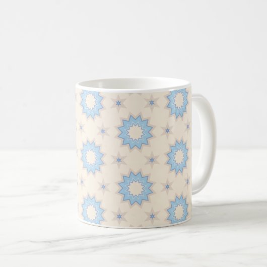 Blaue Sternenexplosion-Geometrie Kaffeetasse (VorderseiteRechts)