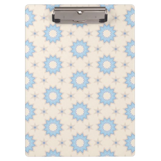 Blaue Sternenexplosion Geometrie Klemmbrett (Vorderseite)