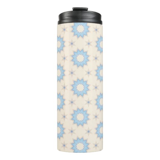 Blaue Sternenexplosion Geometrie Thermosbecher (Vorderseite)