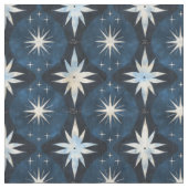 Blaue Sternenexplosion Googie-Muster Stoff (Nahaufnahme)