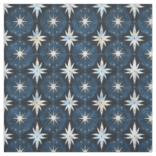 Blaue Sternenexplosion Googie-Muster Stoff