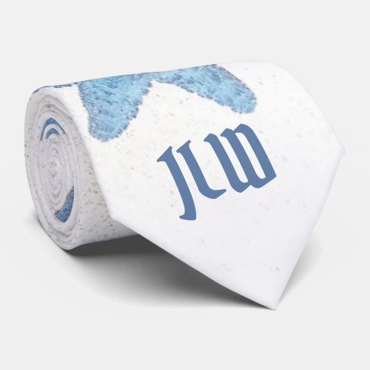 Blaue Sternenfische in Weiß Krawatte (Gerollt)