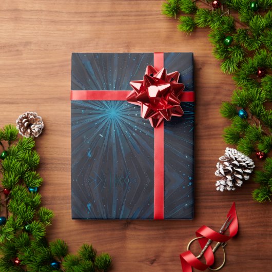 Blaue Sternexplosion Geschenkpapier (Feiertagsgeschenk)