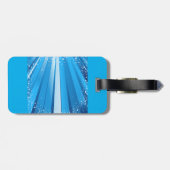 Blaue Sternexplosion mit leuchtenden Lichtstrahlen Gepäckanhänger (Rückseite horizontal)