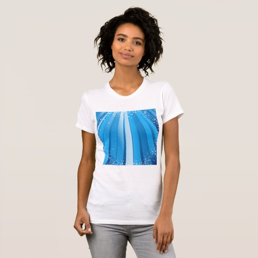Blaue Sternexplosion mit leuchtenden Lichtstrahlen T-Shirt (Vorne ganz)