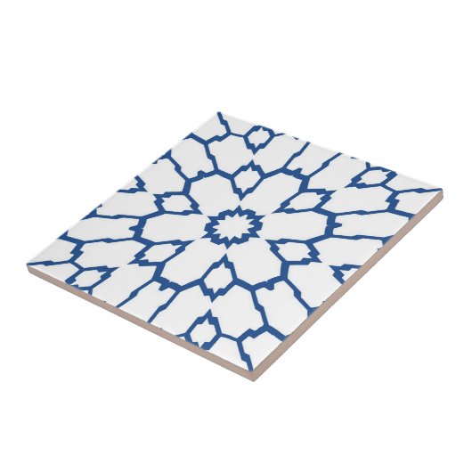 Blaue Sternmosaik mit weißem Hintergrund Fliese (Seite)