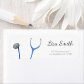 Blaue Stethoskop-Minimalistische Rücksendeadresse (Insitu)