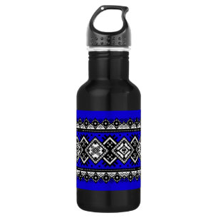 Blaue Stickerei Edelstahlflasche