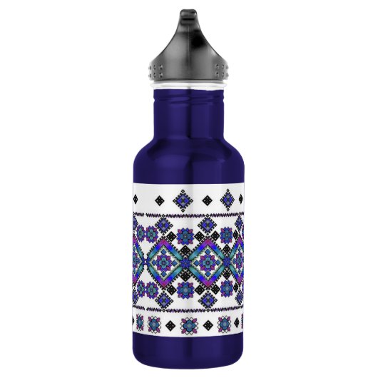 Blaue Stickerei Edelstahlflasche (Rechts)