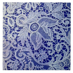 Blaue Stickerei Fliese