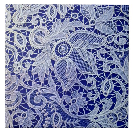 Blaue Stickerei Fliese (Vorderseite)