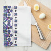 Blaue Stickerei Geschirrtuch (Viertel Falte)