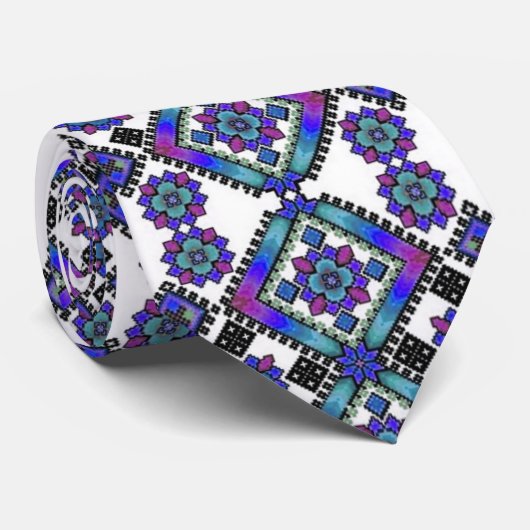 Blaue Stickerei Krawatte (Gerollt)