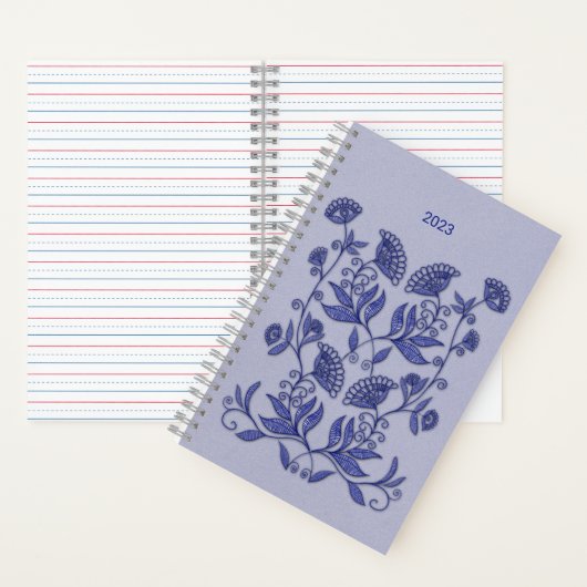 Blaue Stickerei Notizblock (Innen)