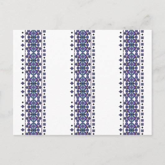 Blaue Stickerei Postkarte (Vorderseite)