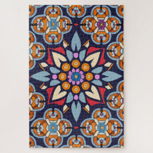Blaue Stickerei Puzzle