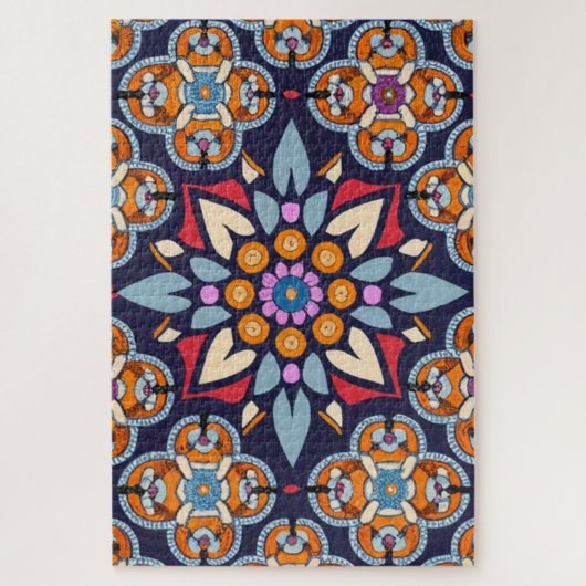 Blaue Stickerei Puzzle (Vertikal)
