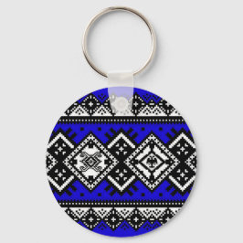 Blaue Stickerei Schlüsselanhänger
