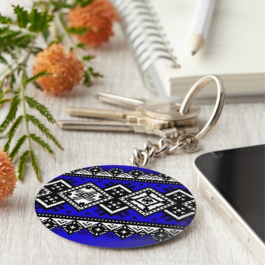 Blaue Stickerei Schlüsselanhänger (Seite)