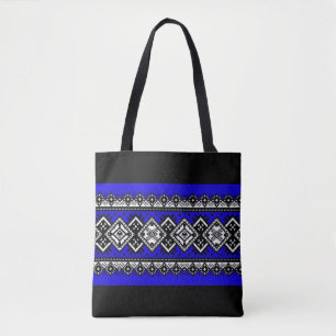 Blaue Stickerei Tasche
