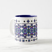 Blaue Stickerei Zweifarbige Tasse (Vorderseite Links)