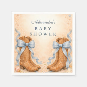 Blaue Stiefel und Schleifen Jungen-Baby-Party Serviette
