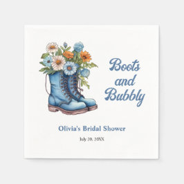 Blaue Stiefel und sprudelige blaue Western-Hochzei Serviette