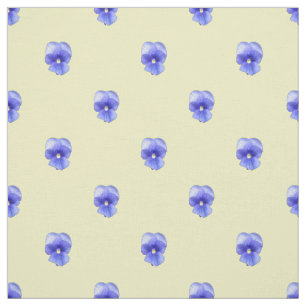 Blaue Stiefmütterchen auf Gelb - Stoff