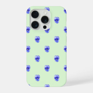 Blaue Stiefmütterchen auf Minze - Handyhülle iPhone 15 Pro Hülle