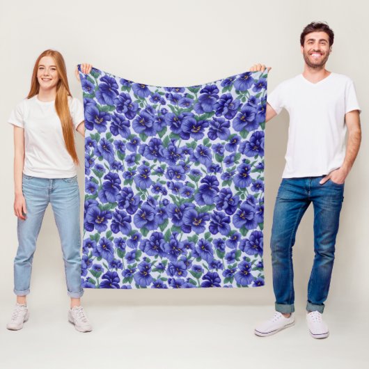 Blaue Stiefmütterchen-Blumen Fleecedecke (Beispiel)