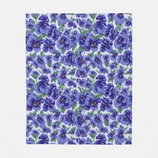 Blaue Stiefmütterchen-Blumen Fleecedecke (Vorderseite)
