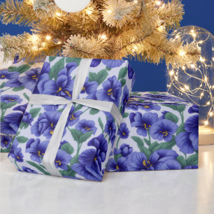 Blaue Stiefmütterchen-Blumen Geschenkpapier
