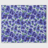 Blaue Stiefmütterchen-Blumen Geschenkpapier (Flach)