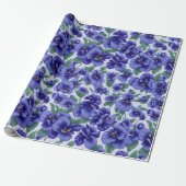 Blaue Stiefmütterchen-Blumen Geschenkpapier (Ungerollt)