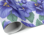 Blaue Stiefmütterchen-Blumen Geschenkpapier (Rolleneckpunkt)