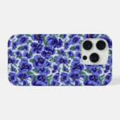 Blaue Stiefmütterchen-Blumen-Handyhülle iPhone Hülle (Rückseite (Horizontal))