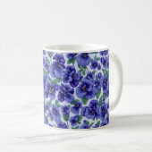 Blaue Stiefmütterchen-Blumen Kaffeetasse (VorderseiteRechts)