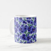 Blaue Stiefmütterchen-Blumen Kaffeetasse (Vorderseite Links)