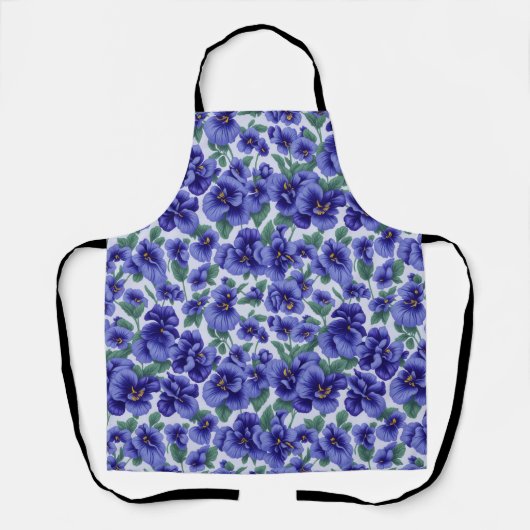 Blaue Stiefmütterchen-Blumen Schürze (Vorderseite)