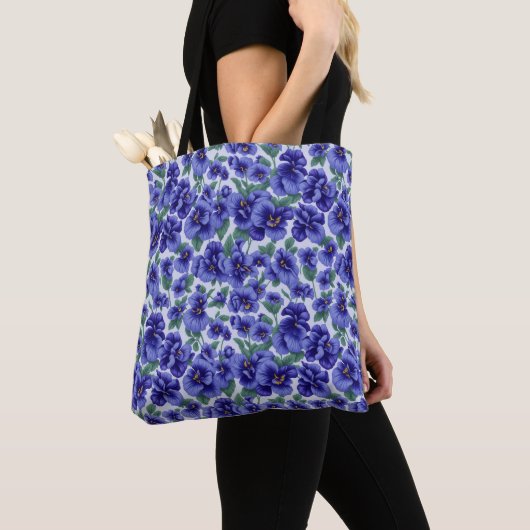 Blaue Stiefmütterchen-Blumen Tasche (Von Nahem)