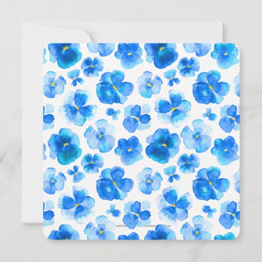 Blaue Stiefmütterchen Einladung (Rückseite)