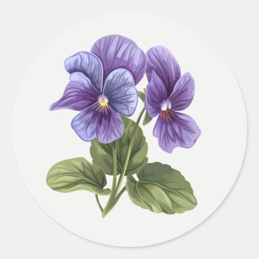 Blaue Stiefmütterchen-Gartenblume Florale Kunst Runder Aufkleber (Vorderseite)
