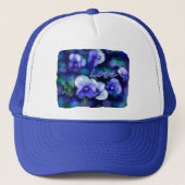 Blaue Stiefmütterchen Pansy Blume Blumenbemalung Truckerkappe (Vorderseite)