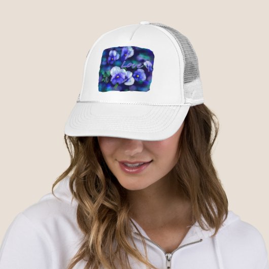Blaue Stiefmütterchen Pansy Blume Blumenbemalung Truckerkappe (Beispiel)