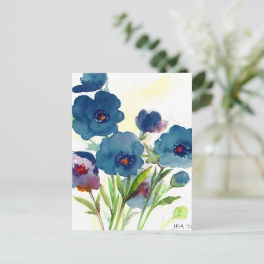 Blaue Stiefmütterchen Postkarte (Stehend Vorderseite)