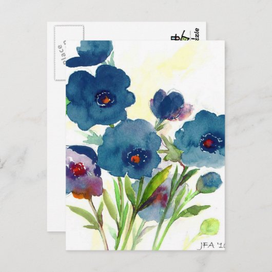 Blaue Stiefmütterchen Postkarte (Vorne/Hinten)